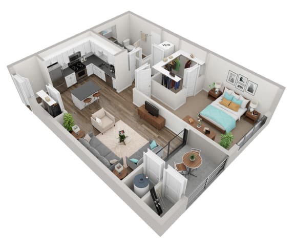Enova A2 1 Bedroom 805 sf floor plan