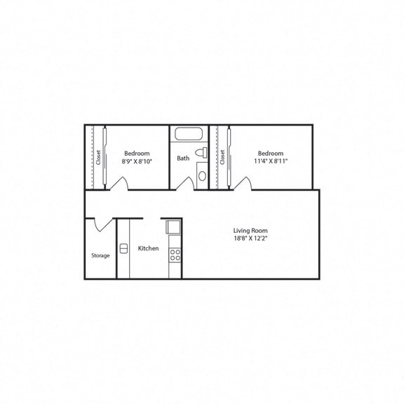 Floor Plan  2 br, 1 ba, 815 sq. ft.