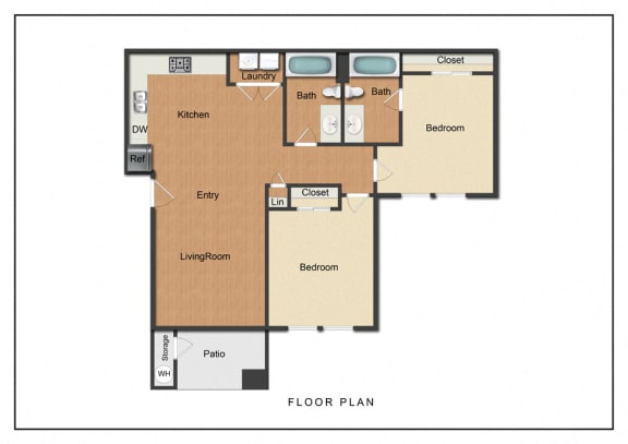 2 Bed, 2 Bath, 900 sq. ft. OVIEDO floor plan