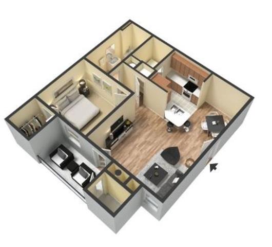 1 Bed - 1 Bath |816 sq ft 1 Bedroom floorplan