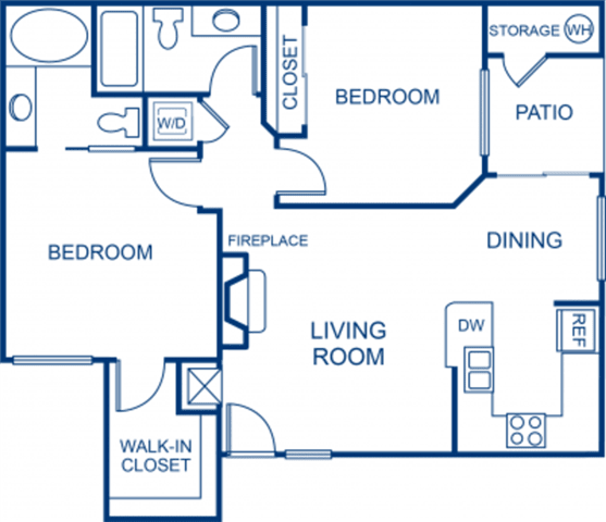 2 Bed - 2 Bath |854 sq ft 2 Bed | 2 Bath floorplan