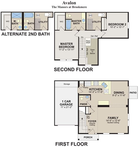 2 Bed, 2.5 Bath,1224 sq ft Avalon floor plan
