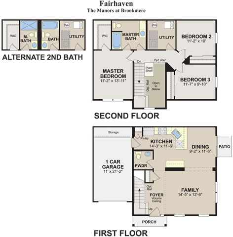 3 Bed, 2.5 Bath,1384 sq ft, Fairhaven floor plan