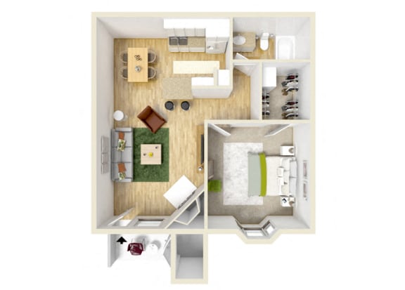 1 Bed, 1 Bath, 880 square feet floor plan The Orient Express