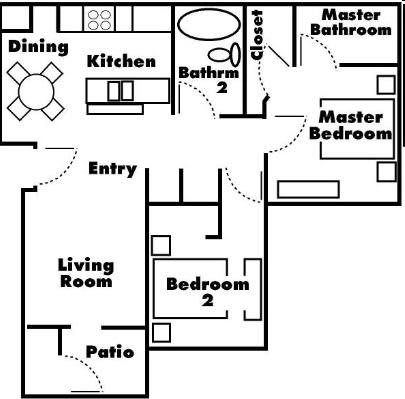  Floor Plan 2 Bed 2 Bath