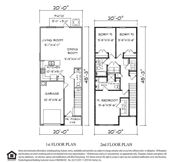 PLAN 1498, Palm B- Hardie Townhome- Interior Unit, 3 Bed 2.5 Bath, 1498 SQ.FT.  floor plan