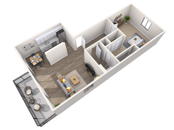 Floor Plan  Floorplan, 1bed, 1bath, 780 sq. ft. Pelican 1