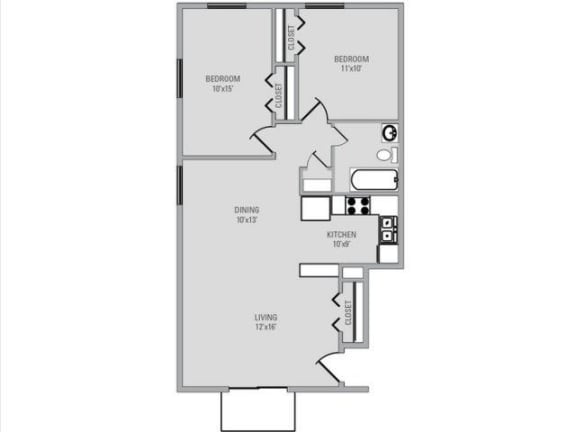 Floor Plan  2 Bed 1 Bath, 850 square feet floor plan Colonial