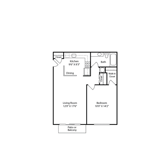Floor Plan  1 br, 1 ba, 640 sq. ft.