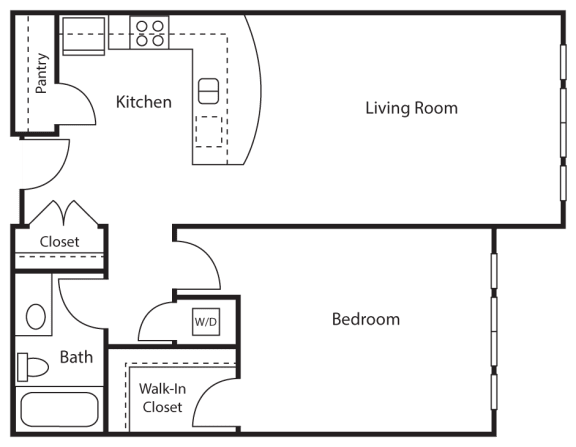 1 Bed - 1 Bath |746 sq ft 1 Bed 1 Bath Floor plan at Emerald Crest, Bothell, WA