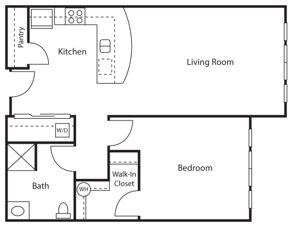 Floor Plan  1 Bed - 1 Bath |746 sq ft 1 Bed 1 Bath B Floor plan at Emerald Crest, Washington