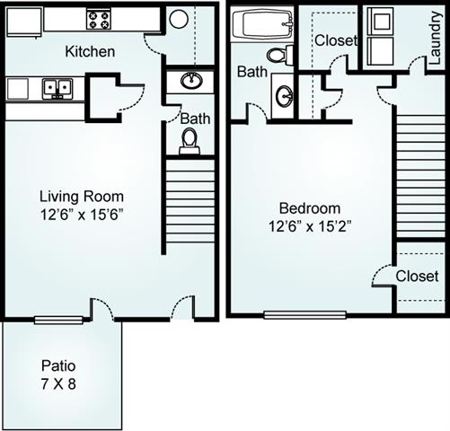 The Cypress, 1 Bed, 1.5 Bath, 860 sq. ft.