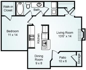 The Jacobs, 1 Bed, 1 Bath, 868 sq. ft.