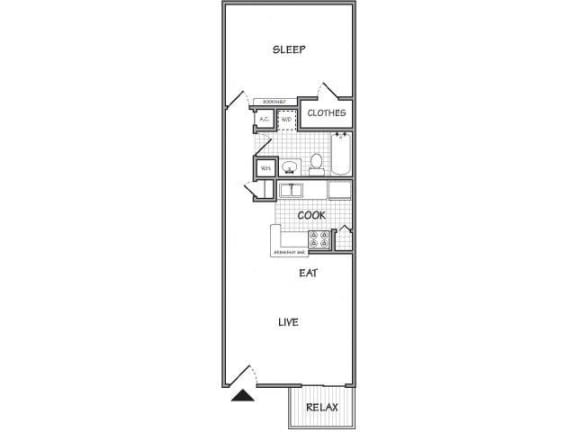 1 Bed - 1 Bath |680 sq ft The Friar Tuck floorplan