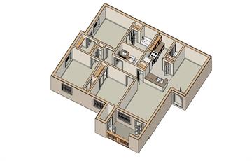 3 Bed - 2 Bath, 1100 sq ft floor plan