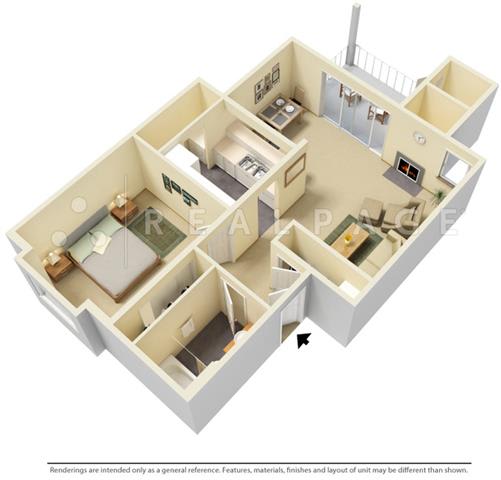 1 Bed - 1 Bath, 700 sq ft floor plan
