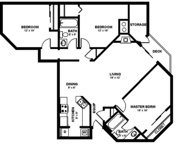 Snoqualmie, 3 Bed, 2 Bath, 1200 square feet floor plan