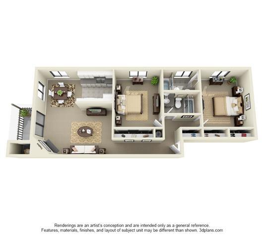 2 Bed, 2 Bath A, 925 sq. ft.
