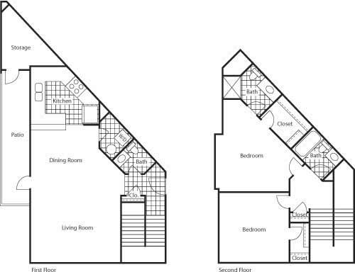 Florence 1150 2 Bed 2.5 Bathroom Floor Plan Florence 1150 2 Bed 2.5 Bathroom Floor Plan at Bella Terra Apartments, Mukilteo, WA, 98275