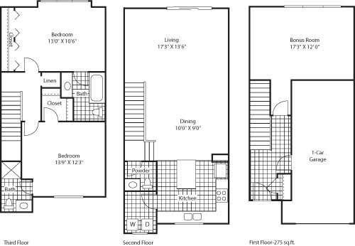 Florence 1439 2 Bed 2.5 Bathroom Floor Plan Florence 1439 2 Bed 2.5 Bathroom Floor Plan at Bella Terra Apartments, Mukilteo, 98275