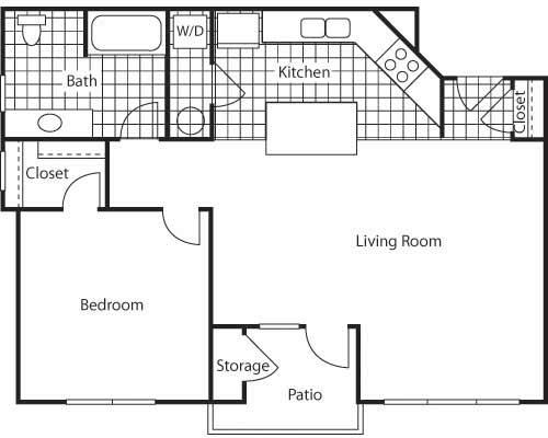 1 Bed - 1 Bath |712 sq ft 1 Bed - 1 Bath |712 sq ft - Naples 712 Floorplan at Bella Terra Apartments