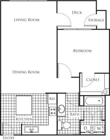 1 Bedroom 1 Bathroom Floor Plan 1 Bedroom 1 Bathroom Floor Plan at Bella Terra Apartments, Washington, 98275