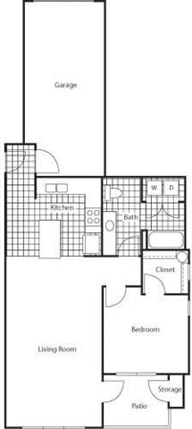 1 Bedroom 1 Bath Floor Plan 1 Bedroom 1 Bath Floor Plan at Bella Terra Apartments, Mukilteo