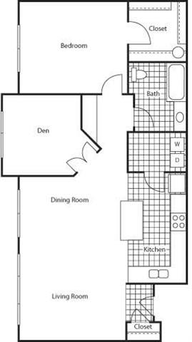 Floor Plan  Palermo 957 1 Bed 1 Bath Floor Plan at Bella Terra Apartments, Washington, 98275