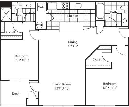 Venice 2 Bed 2 Bath Floor Plan Venice 2 Bed 2 Bath Floor Plan at Bella Terra Apartments, Mukilteo