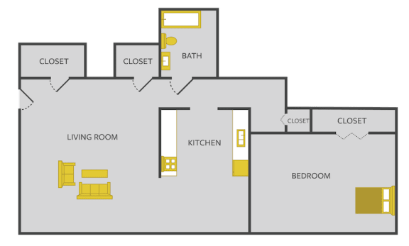 Floor Plan  floor plan of one bedroom apartment