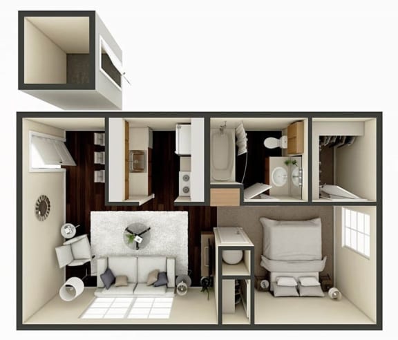 Floor Plan  One bed one bath small