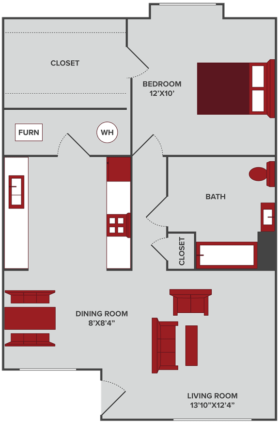 Floor Plan  1 bedroom 1 bathroom apartment floor plan in Wichita