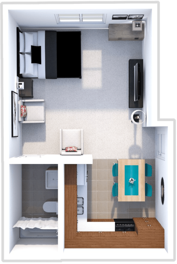 studio floor plan at forest pointe apartments