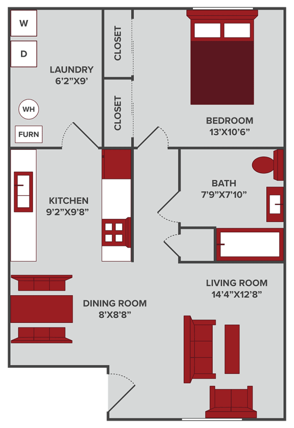 Floor Plan  1 bedroom 1 bathroom floor plan