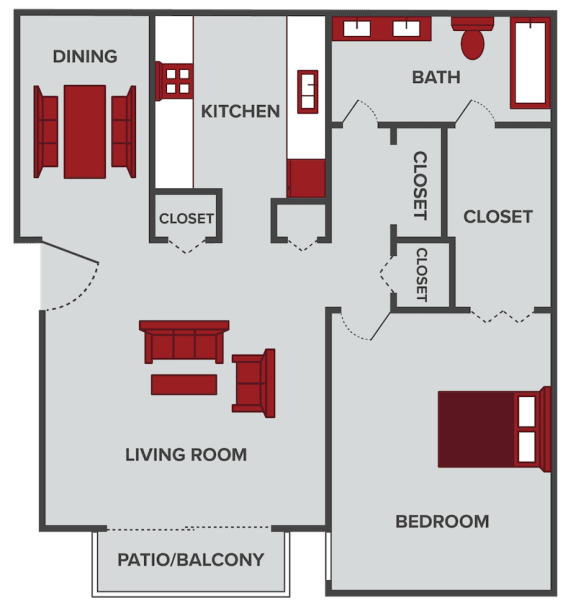 Floor Plan  1 bed 1 bath juniper floor plan at  eastgate apartments