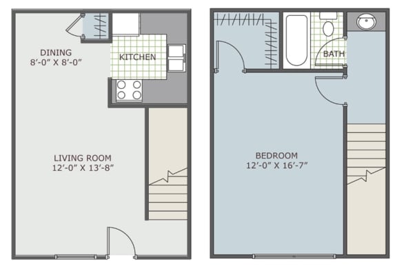 Floor Plan  one bedroom townhome for rent