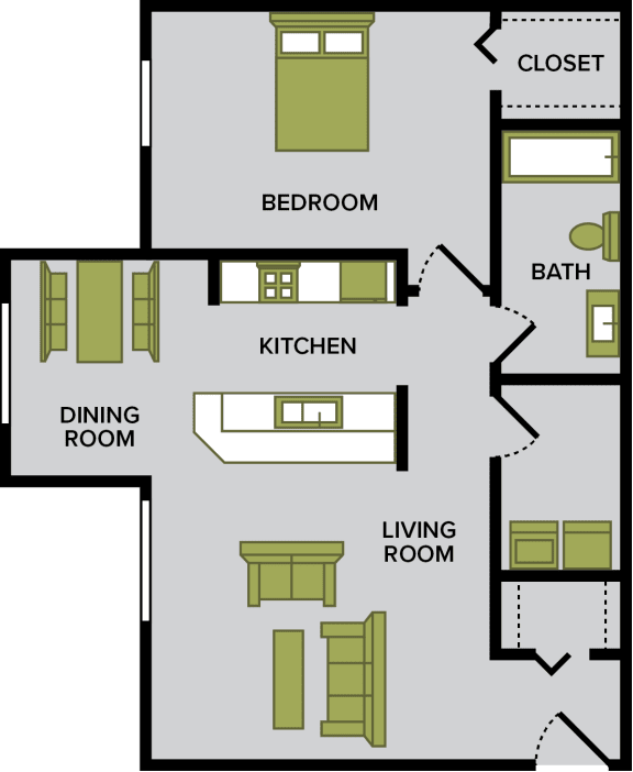Floor Plan  1 bed apartment in alexandria la
