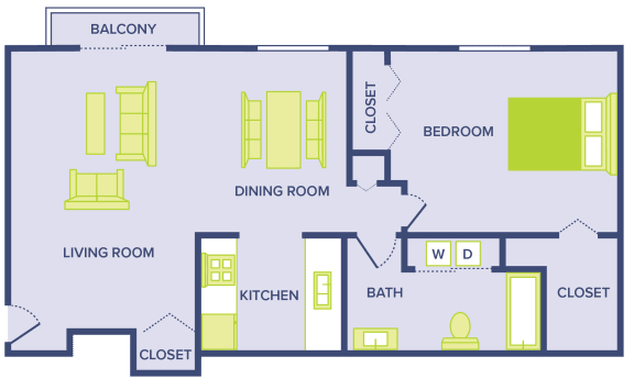 Floor Plan  1 bedroom floor plan apartment in Keego Harbor