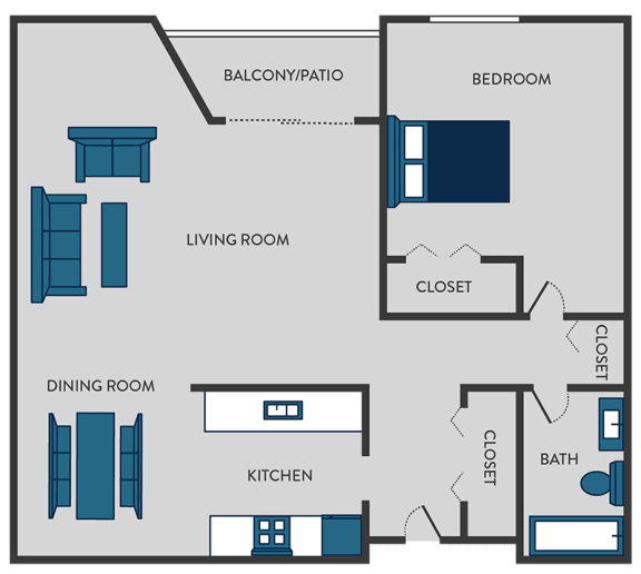 Floor Plan  1 bedroom apartment floor plan in waite park