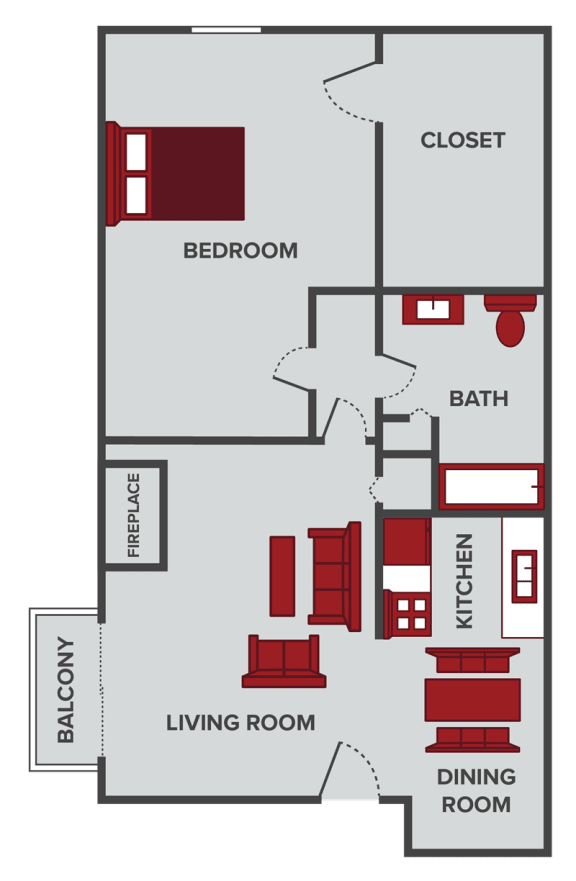Floor Plan  1 bedroom Wichita apartment floor plan