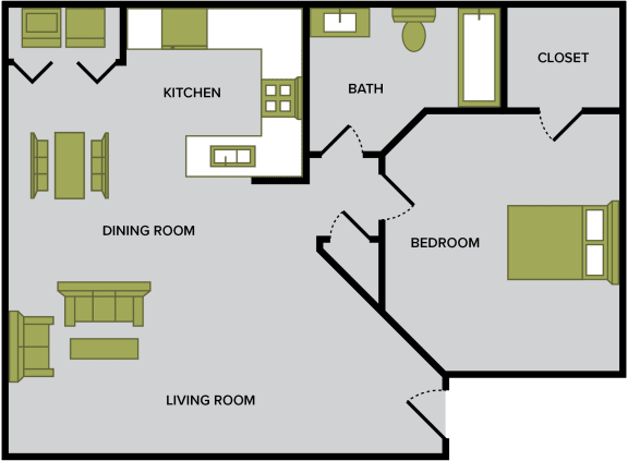 Floor Plan  one bed one bath apartment floor plan