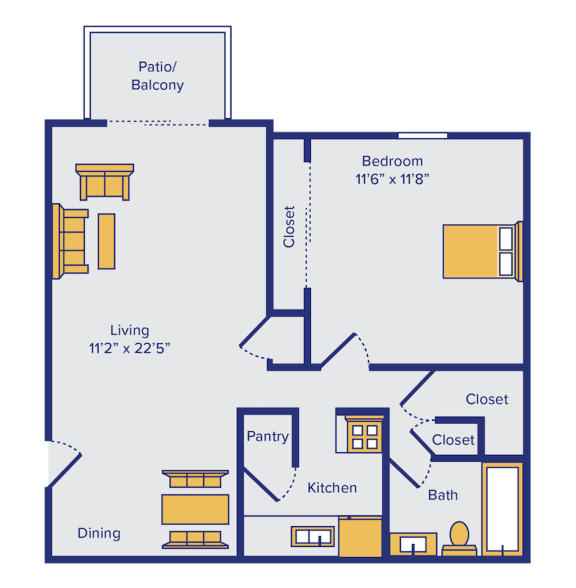 Floor Plan  1 bedroom floor plan at highlands of west chester