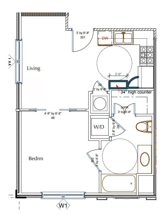  Floor Plan 1 Bed/1 Bath c1