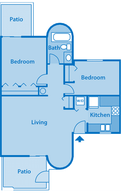 Floor Plan 2A | Two Bedroom - Garden Level