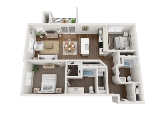 Floor Plan  Blackbird 3 bedroom dark scheme 3d floorplan