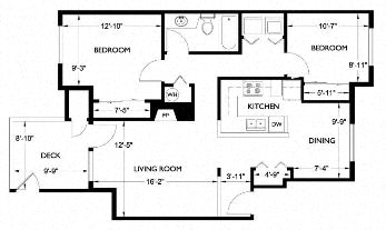 Floor Plan  2 Bedrooms 1 Bath