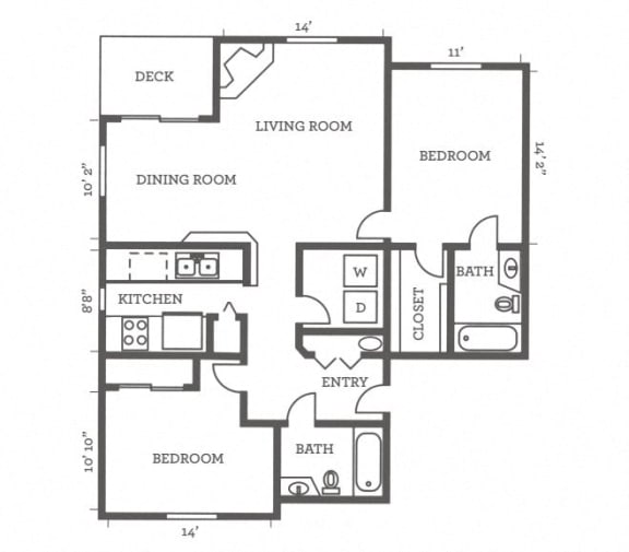 Floor Plan  Two Bedrooms