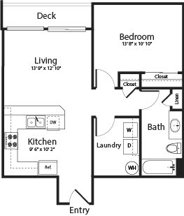 Floor Plan  One Bedroom One Bath 11A