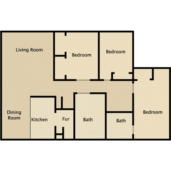  Floor Plan 3 BR 1.5 B