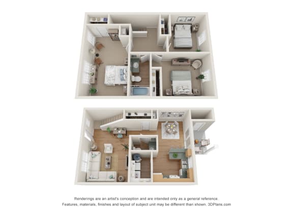 Floor Plan 3 Bedroom Townhome